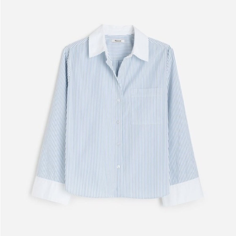 EUC Madewell Light Blue and White Striped Button Down Shirt